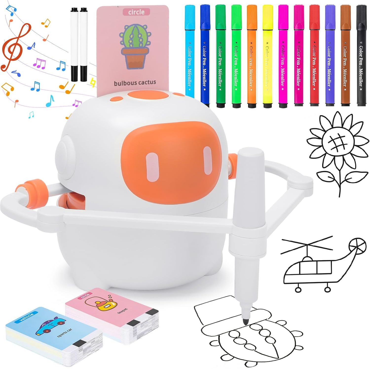 Drawing Robot for Kids with 100 Cards, Voice Interactive Educational Drawing Machine, Montessori Painting Learning Toys for 3 4 5 6 7 8 Year Old Boys Girls Birthday Party