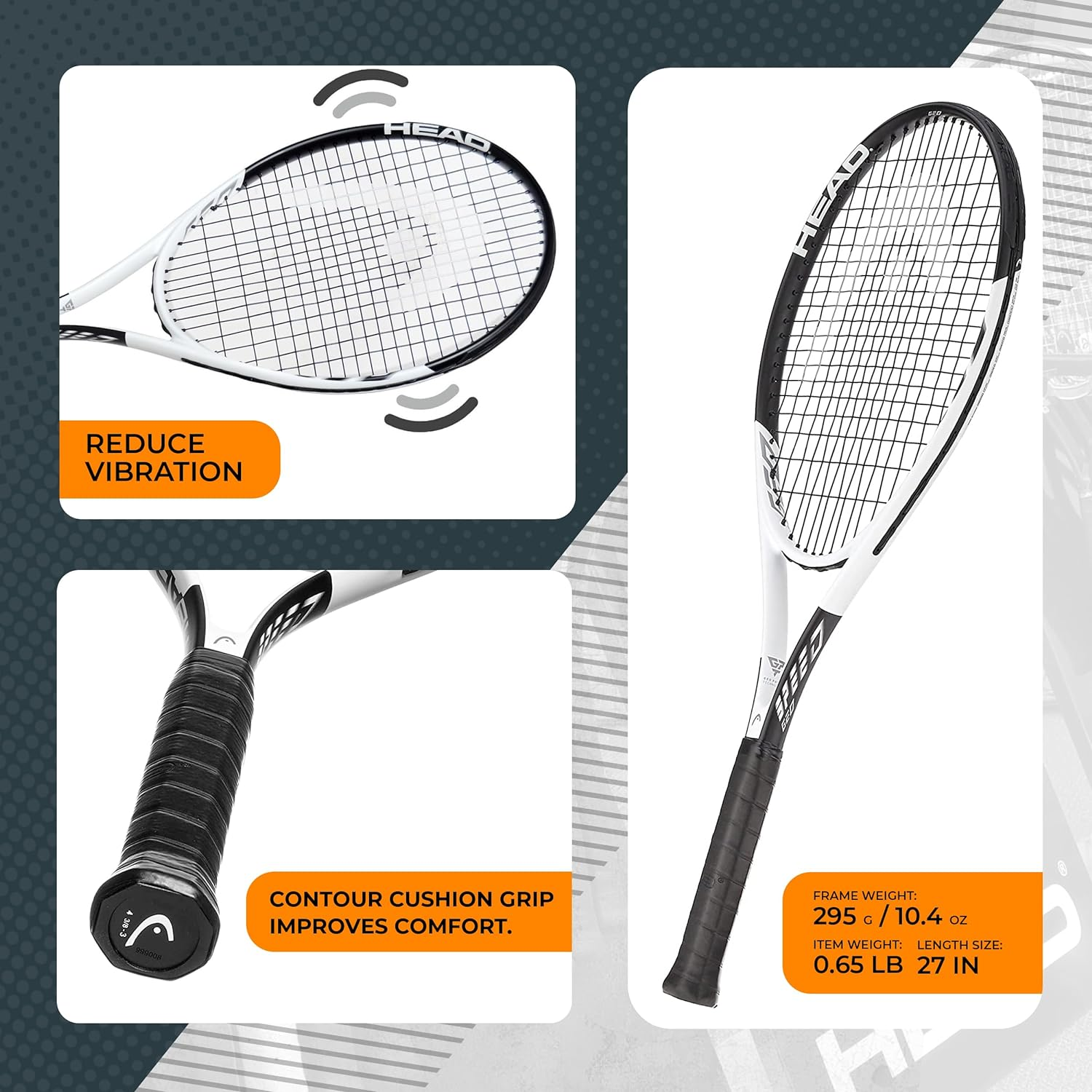 HEAD Geo Speed Adult Tennis Racket - Pre-Strung Light Balance 27.5 Inch Racquet image number 5