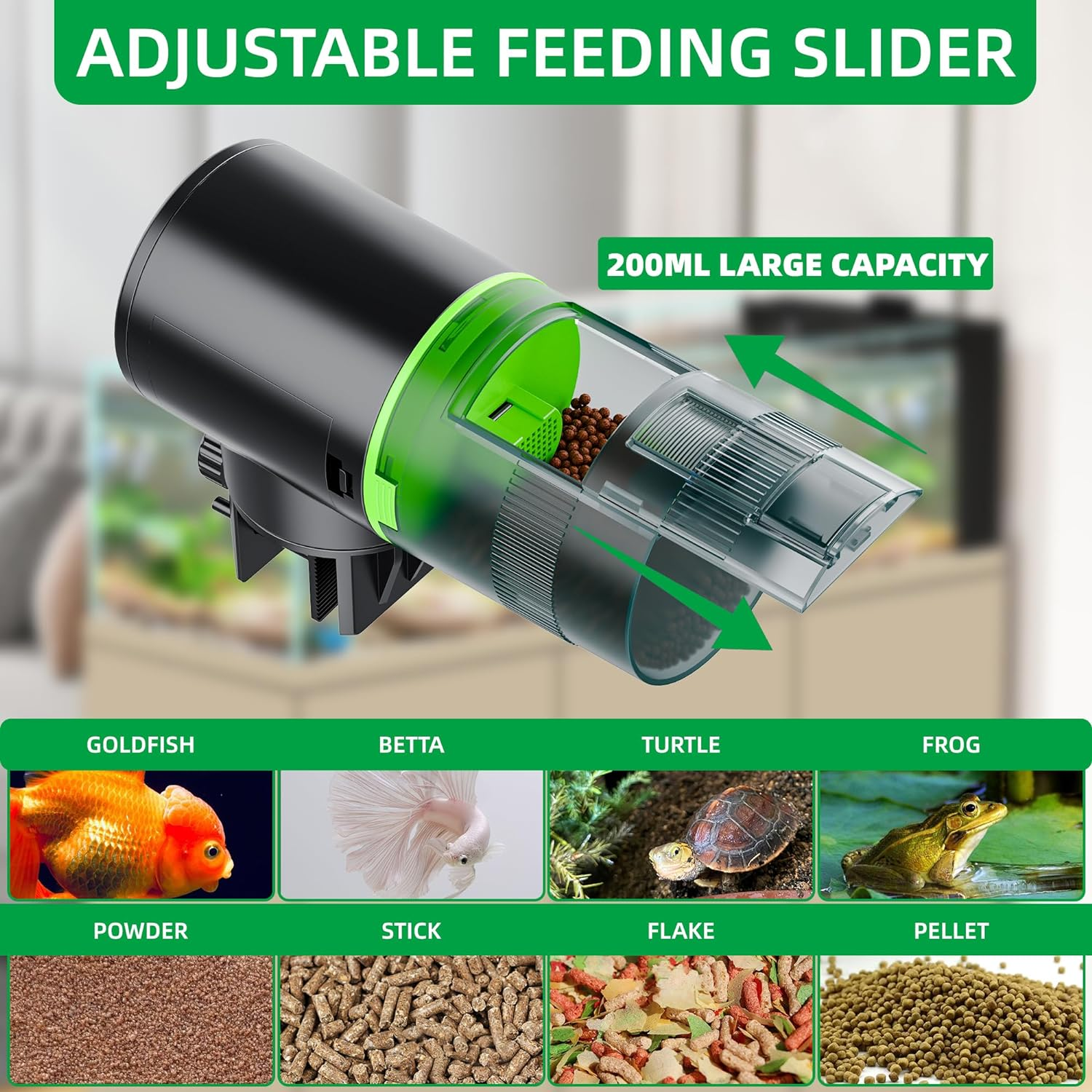 FREESEA Aquarium Automatic Fish Feeder: Vacation Timer Feeder for Fish Tank Electric Adjustable Auto Fish Food Dispenser 0.05 Gal & Two Fixed Methods image number 4