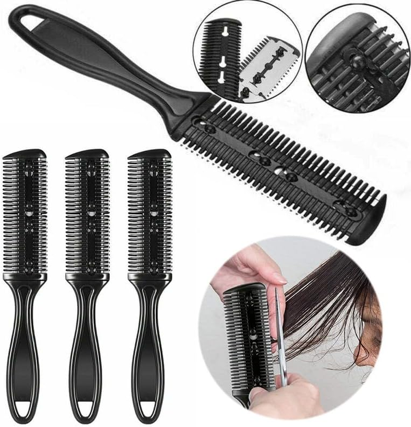 2PCS Razor Comb with Blades Razor Trimmer DIY Double Sides Hair Thinning Comb, 6.89 In&ndash; Easy Hair Styling & Texturizing Tool