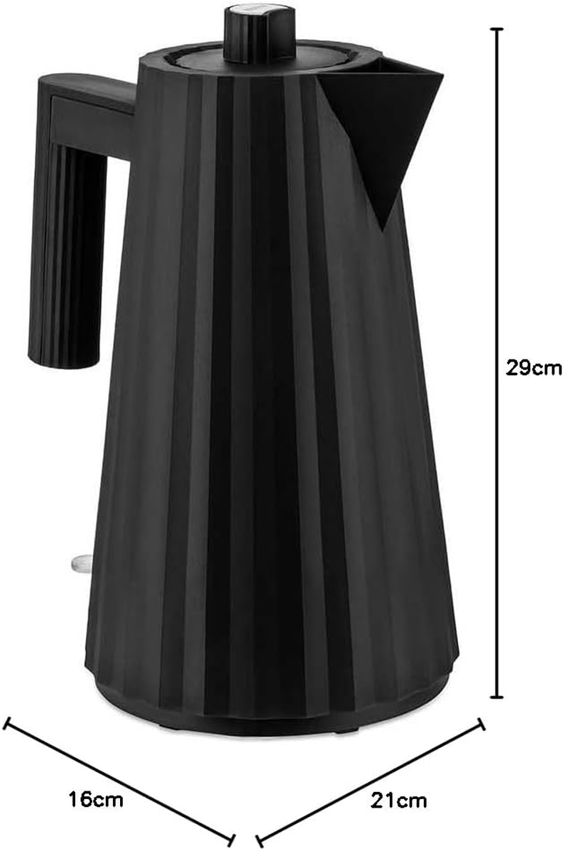 Alessi Plisse 2400W Electric Kettle, Black, 1.7 Litre Capacity