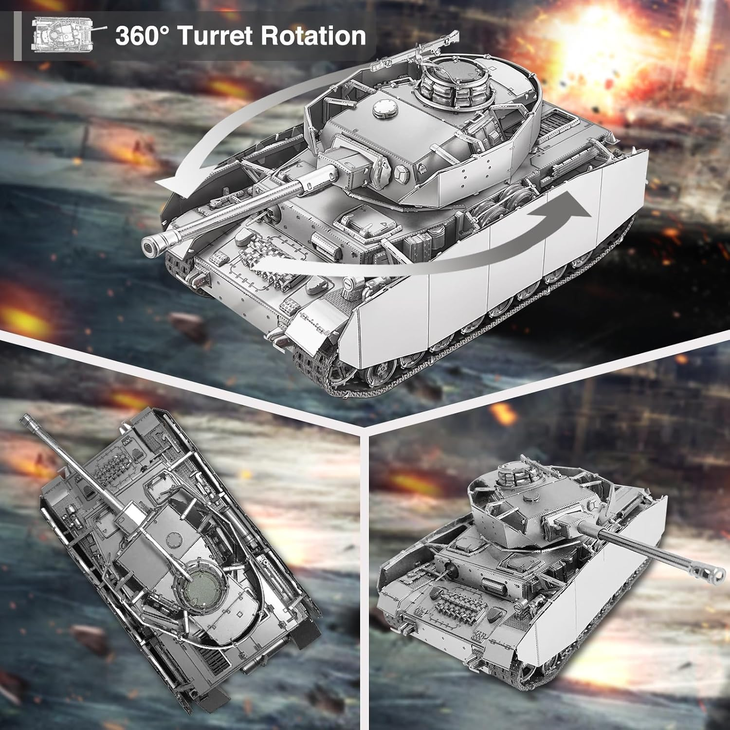 Piececool Metal 3D Puzzles for Adults, Germany Panzer IV Tanks Model Building Kits (1:48 Scale), DIY Assembling Arts and Crafts, Best Christmas Birthday Gifts image number 1