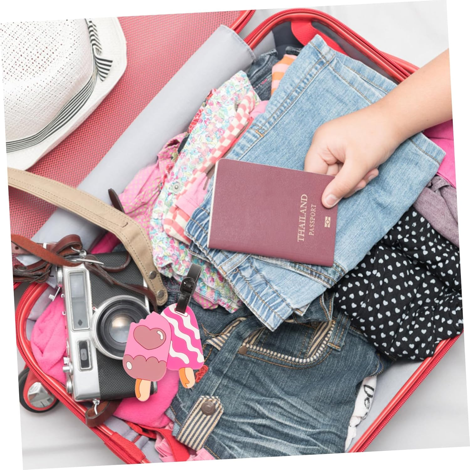 Didiseaon Cute Luggage Tags Funny Cartoon Soft Plastic Luggage Labels for Women Travel Suitcases with Id Strap image number 6