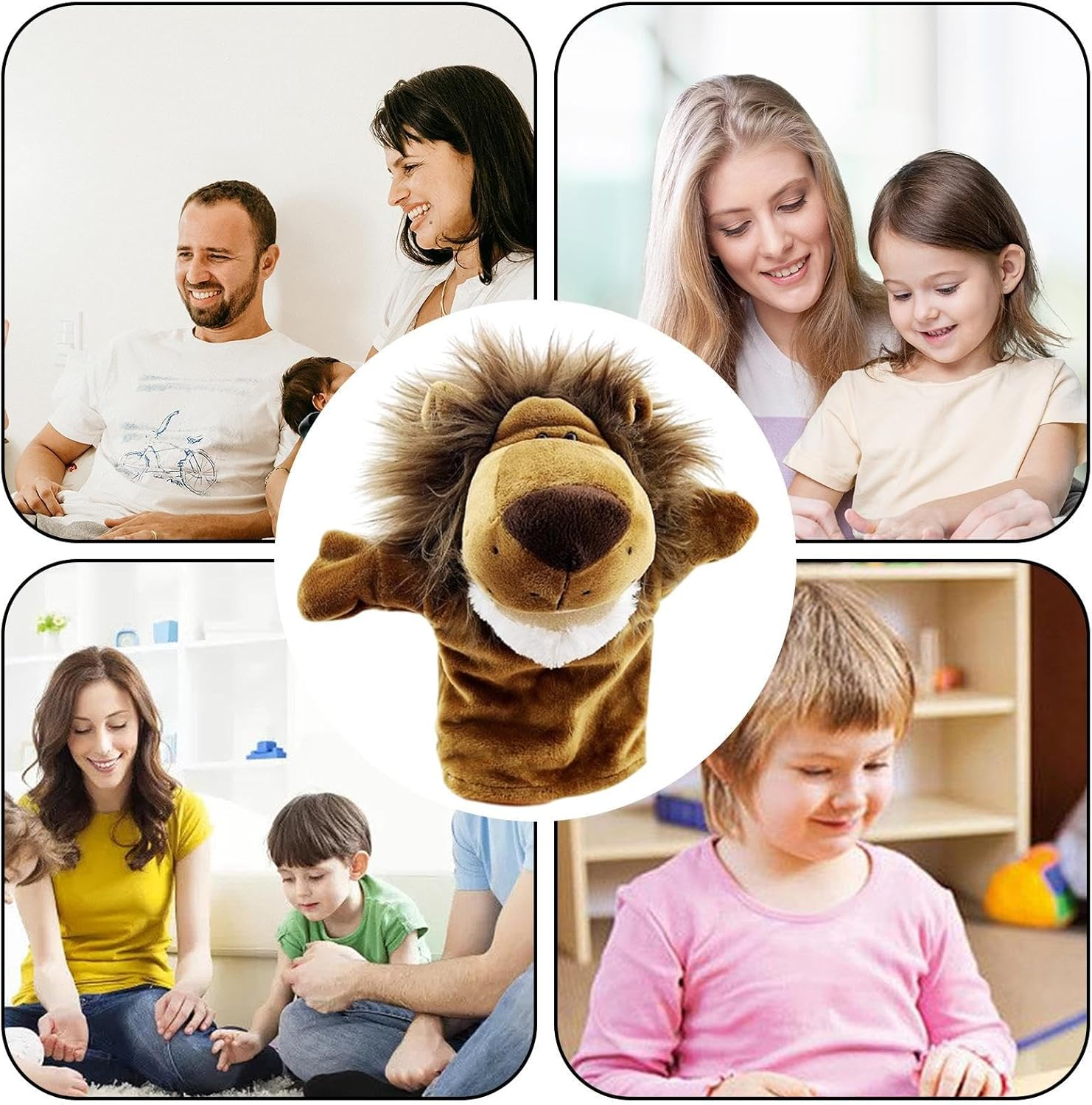 Animal Hand Puppets - Soft Plush Puppets,Adorable Funny Creative Washable Interactive Soft Animal Puppets with Working Mouth for Telling Story Teaching Role Puchen