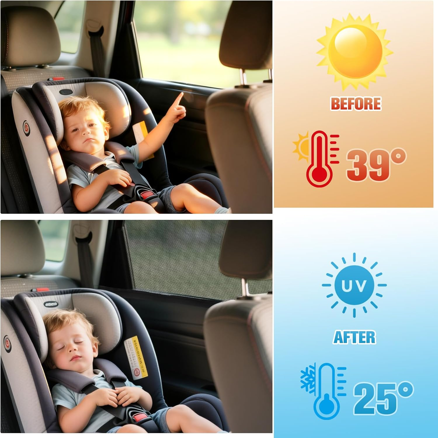 Car Window Shades 4Pcs, High Elastic Car Sun Shades for Front and Rear Windows, UV Protection and Heat Block, Breathable Car Window Shade for Baby, Camping and Family Privacy image number 1