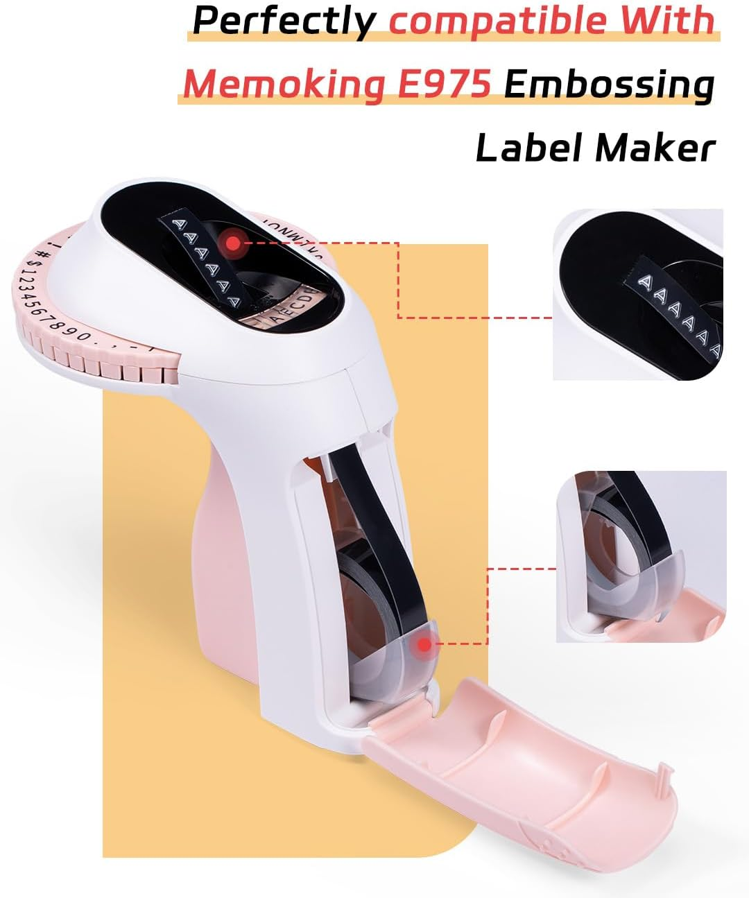 Memoking Embossing Label Tape 3/8"(9Mm) X 3M, 3D Embossing Labels Compatible with Dymo Omega, QANYEGN, Phomemo E975 Embossing Label Maker, 3D Plastic Labels, Black/Green/Purple/Pink/Blue, 5 Pack image number 5