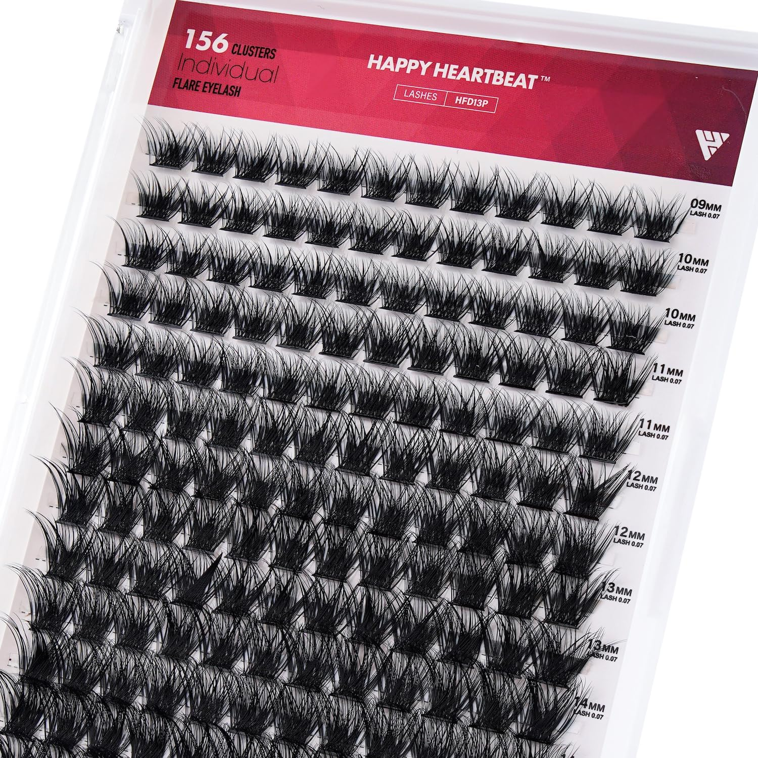 Individual Lashes M1 Dramatic Eyelash Extension 9-16Mm C Curl Soft Faux Mink Lashes Clusters C/D Curl Individual Lashes Extensions DIY Clusters Lashes -Happy Heartbeat(M1-0.07, C-9-16-MIX) image number 6