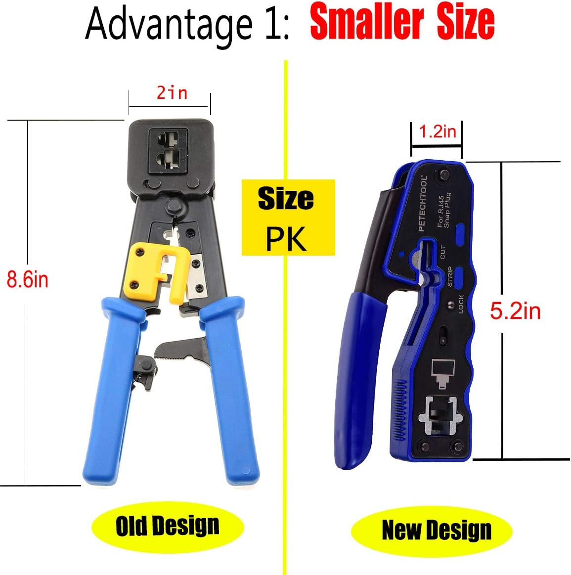RJ45 Crimp Tool Pass through Crimper Cutter for Cat6A Cat6 Cat5 Cat5E 8P8C Modular Connector Ethernet Crimper Tool image number 4