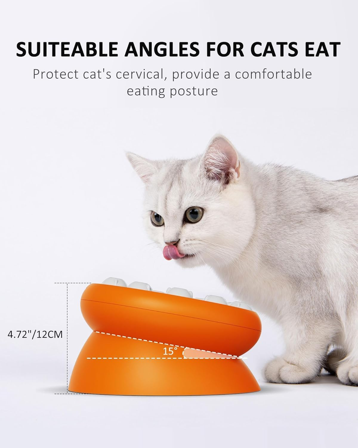 Cat Slow Feeder, Raised Cat Dog Food Bowls with Stand,Interactive Puzzle Toy Cat Puzzles Feeder Rotating Slow Feeder,Non-Slip Food Bowls Slow Eating Cat Feeder Preventing Choking (Orange)
