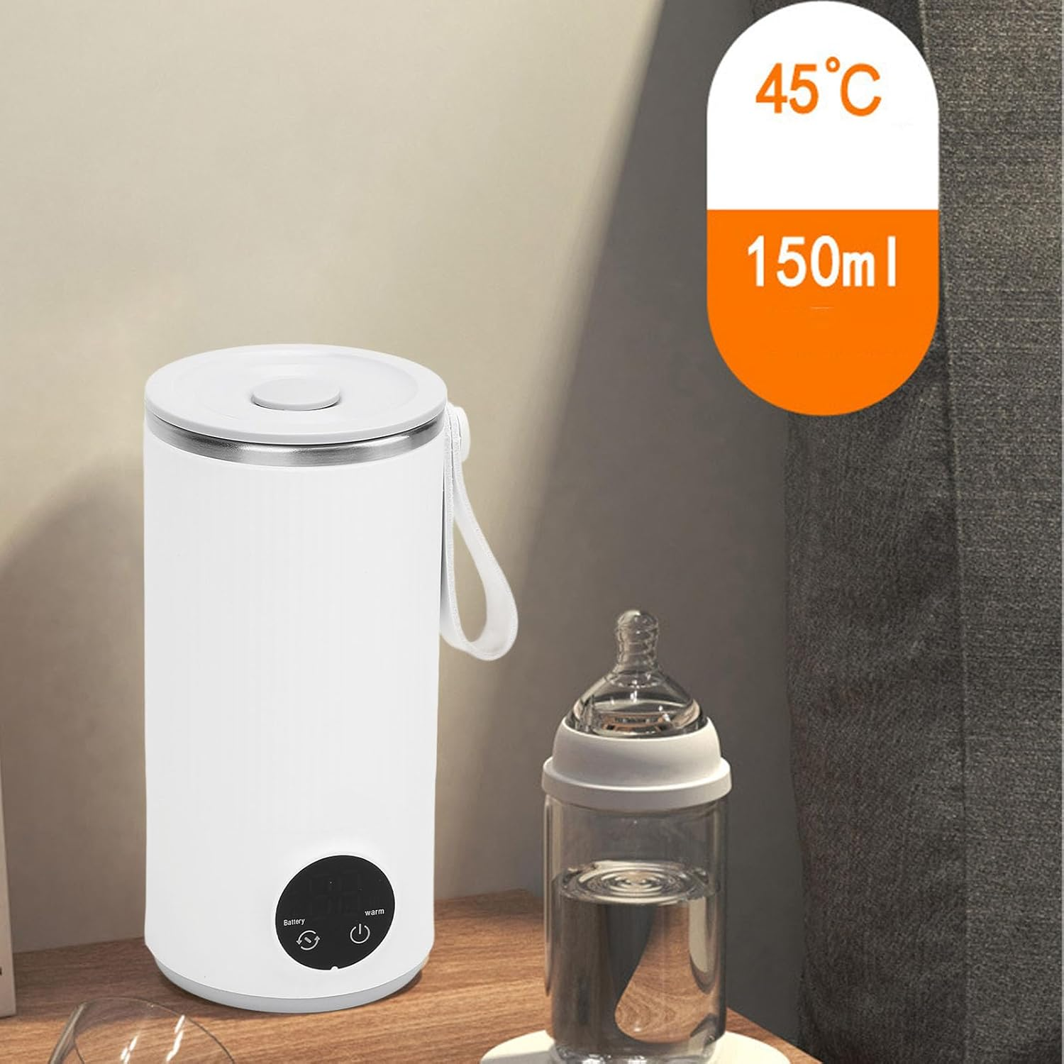 Travel Electric Kettle, 400ML Cordless Travel Hot Water Boiler USB Rechargeable, Stainless Steel Small Water Boiler for Milk Coffee Tea image number 4