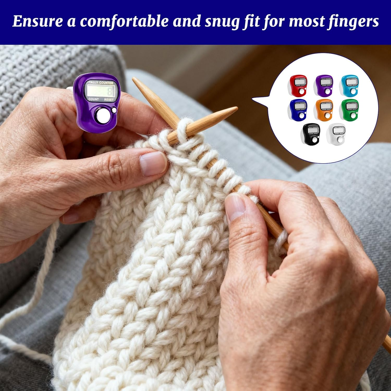 Electronic Finger Tally Counter, 8 Pcs Clicker Counter, Counters, Mini LCD Digital Display Tally Counter, Mini Digital Display Handheld Clicker Pitch Counter (Not Including Battery)