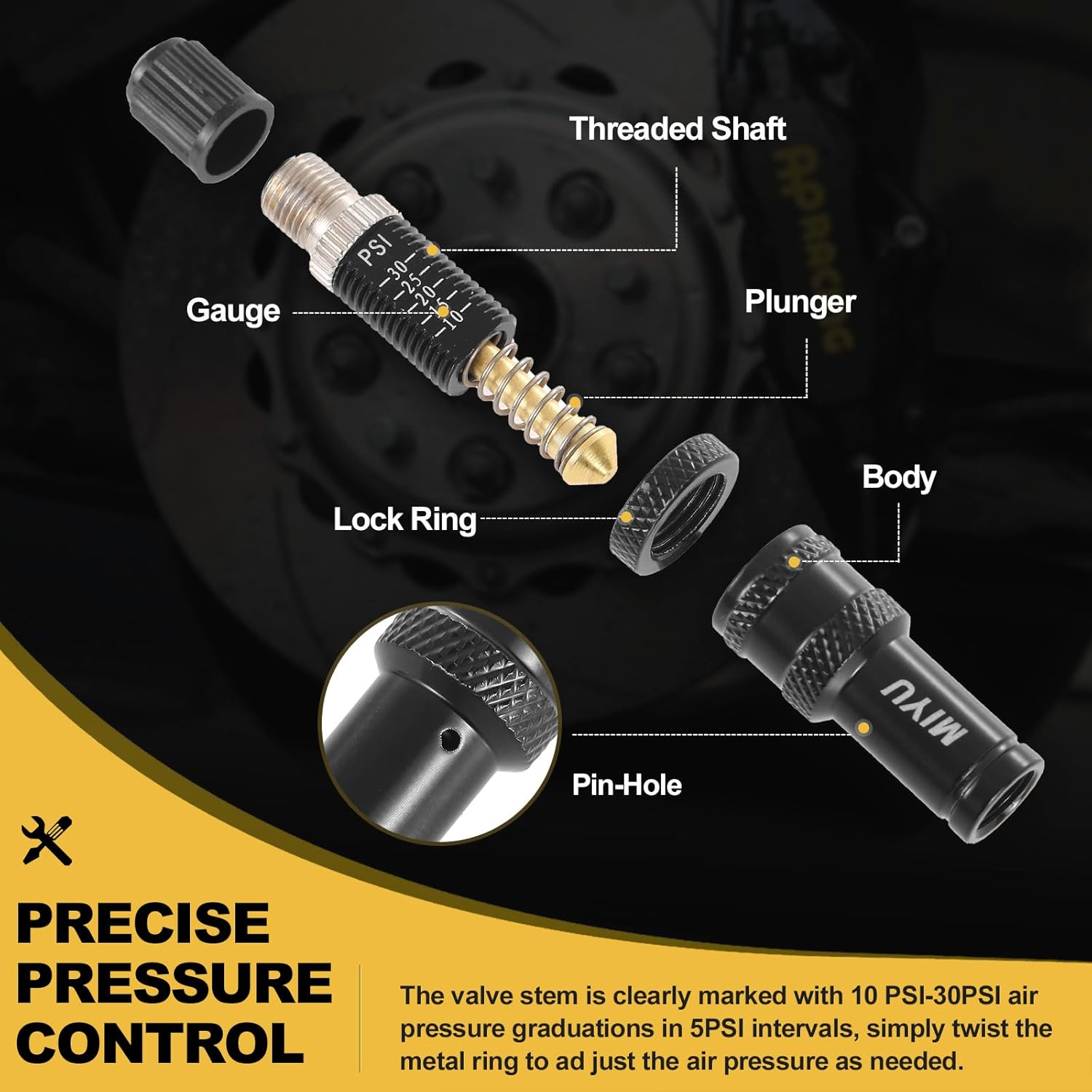 4 Pcs Automatic Tire Deflators Kit, Adjustable Tire Deflator Valve 10-30 Psi,Tyre Air down Tool for Vehicles, Motorcycle, Car, Truck,Jeep Etc image number 3