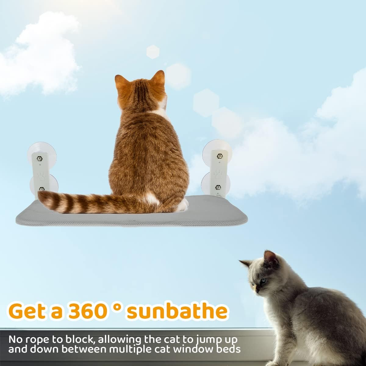 Cat Window Perch Foldable Space Saving Cat Hammock Hanging Cat Window Hammock Seat with Suction Cups Strong Bearing Capacity Cat Hammock Replaceable Window Mounted Cat Bed for Cat Kitten image number 1