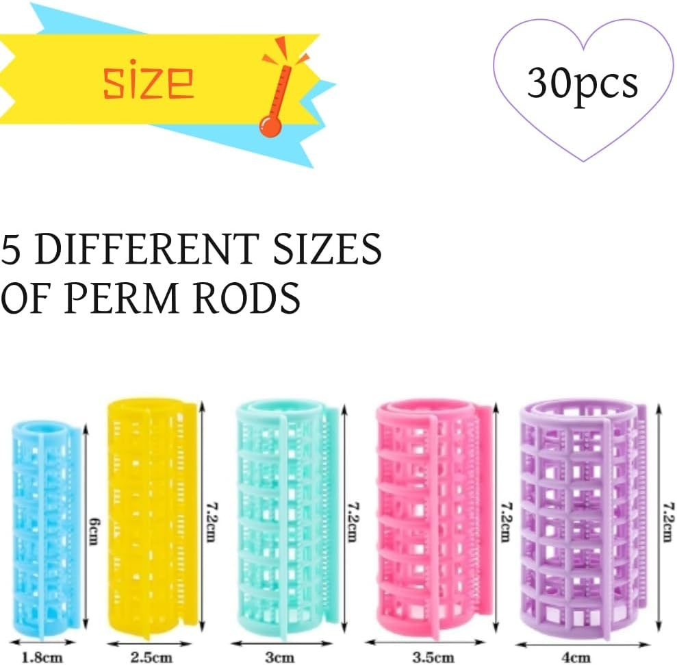 Fabselection Hair Roller Plastic Hair Roller No Heat Curlers Clips,Plastic Hair Rollers Curlers,Plastic Hair Rollers Curlers Snap on Rollers Self Grip Rollers,Hair Rollers Curlers image number 1
