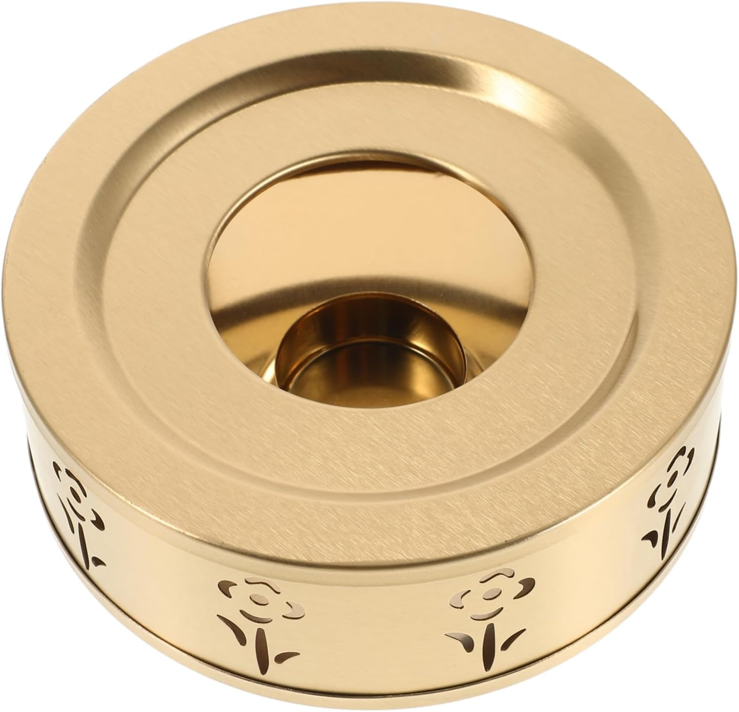 FUNOMOCYA Tea Kettle Warmer: Hollow Flower Teapot Warmer Stand Tealight Holder Stainless Steel Teapot Heater for Heating Coffee Espresso Milk Tea image number 1