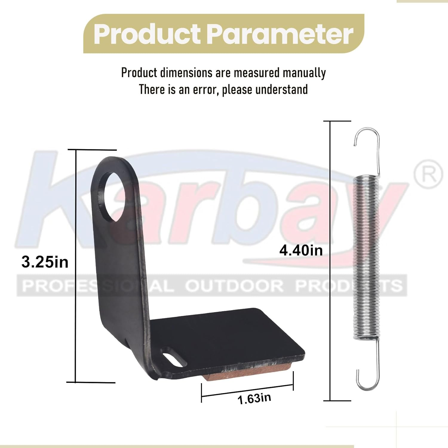 Karbay 2 Set Brake Pad Kit GY21943B GX20494 GX20515 for J-Ohn Deere 42'' L, D, X Series 100 105 115 100 110 120 125 130 Tractors & Lawn Mower - with Retainer & Torsion Spring BLACK image number 3
