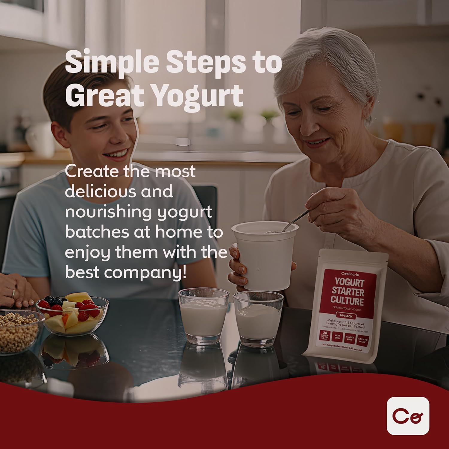 Coolinario L Reuteri Yogurt Starter (10-Pack, 1.5G Sachets) Yogurt Starter Culture with Lactobacillus Reuteri Probiotics | Creamy & Delicious | Non-Gmo, No Preservatives, Gluten Free image number 1