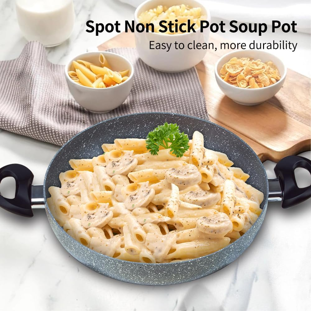 RELICE Nonstick Multipurpose Pasta Pot Saucepan with Glass Lid Two-Handled Kitchen Cookware for Soup Noodle Effortless Cleanup, Induction Comptable, PFOA Free 2025 New (3.6 Qt) 28Cm image number 6