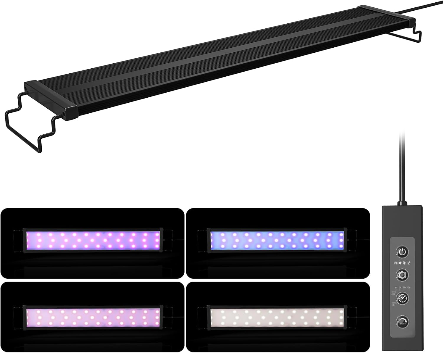 60Cm 35W 24/7 LED Aquarium Light,Fish Tank Light,Auto on off Daylight/Moonlight/Ocean Blue Light with Timer Controller Dimmable and DIY Mode,Extendable Brackets for 24"-31" Freshwater Planted Tank image number 1