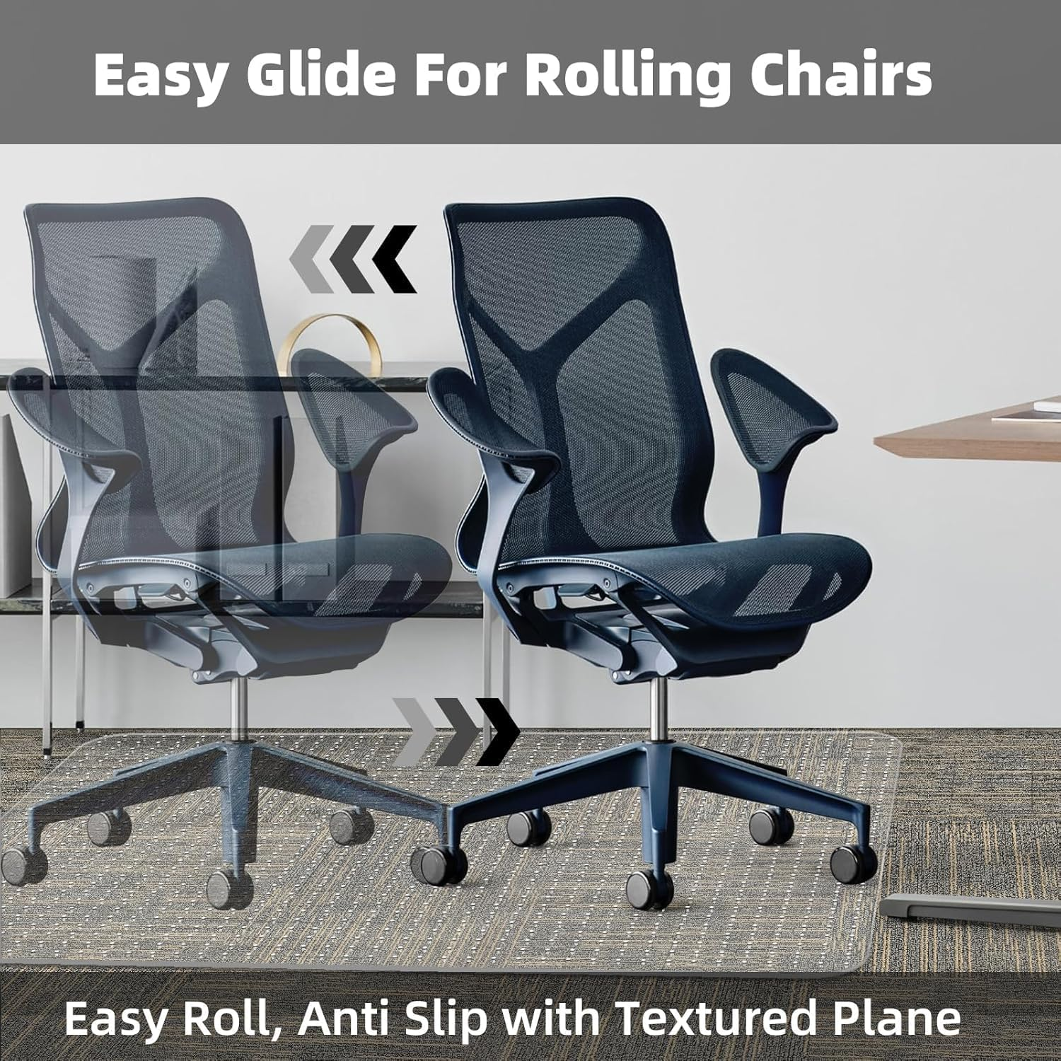 Anyuainiya Office Chair Mat for Carpet, 120X90Cm Clear Computer Desk Chair Mat for Low Carpeted Floors, Thick and Sturdy Carpet Protector, Easy Glide and Flat without Curling image number 1