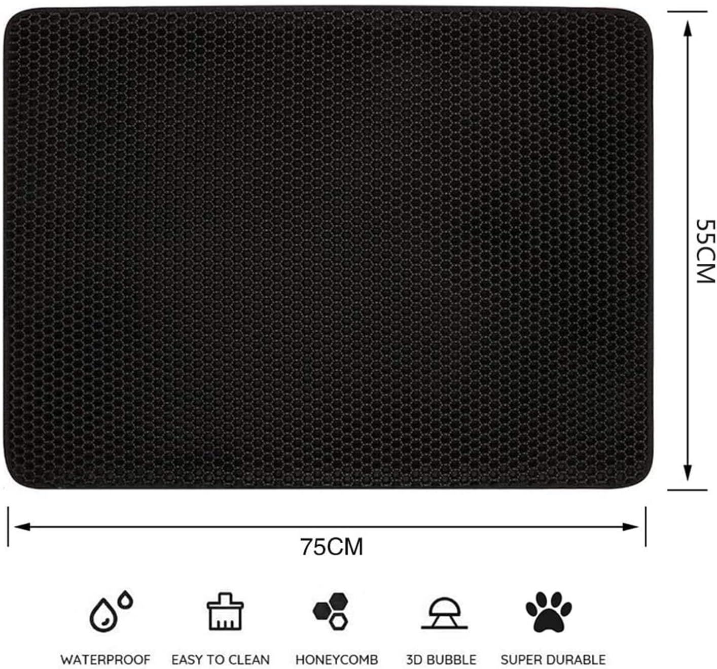 Truepal 75 X 55Cm Waterproof Double-Layer Cat Litter Mat Trapper Foldable Pad Honeycomb Black Hole Design Pet Rug Kitty Litter Trapping Mat Scatter Waterproof Control for Litter Box Carpet image number 1