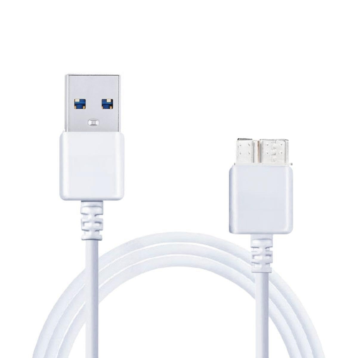 Sam&Johnny 3.3Ft USB 3.0 Data Cable for Note 3 N9000 Charging Cable WD Toshiba Seagate External Hard Drive Cable - White
