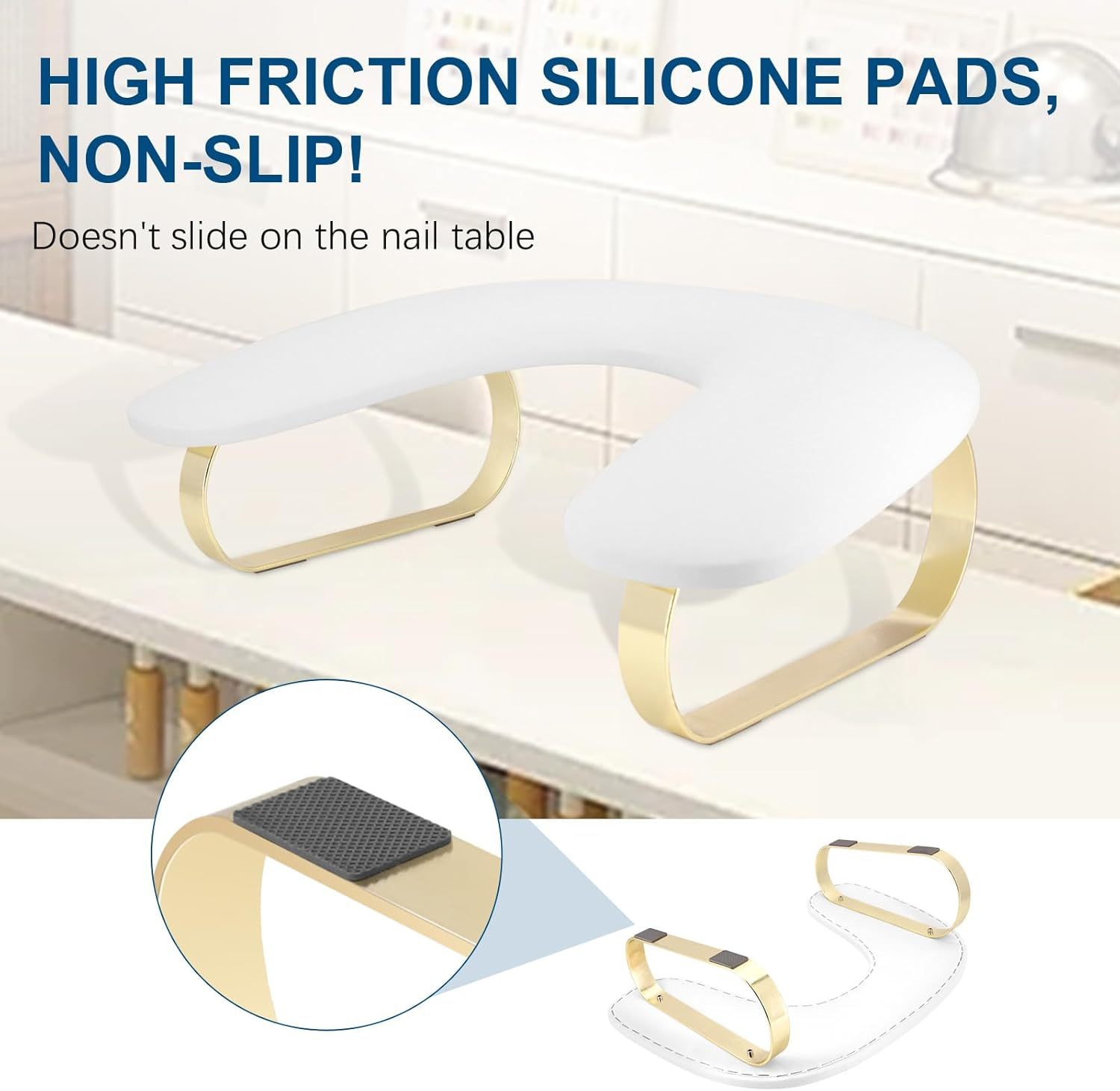 Arm Rest for Nails Tech, U-Shaped Manicure Nail Arm Rest Stand, Nail Armrest for Nail Tech Hand Rests with Stainless Steels Holder image number 6