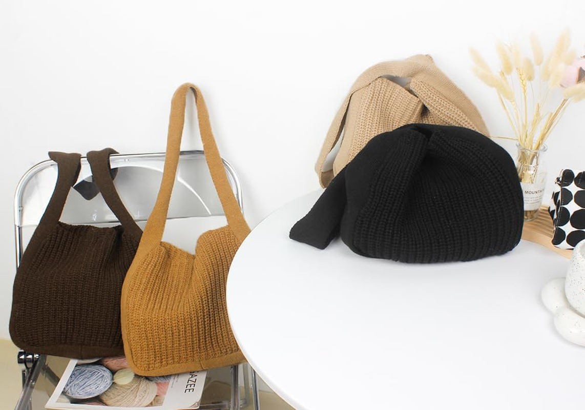 Namzi 1Pc White Knitted Bags，Stylish Solid Color! Perfect for Travel, Must Have in Luggage and Travel Gear image number 2