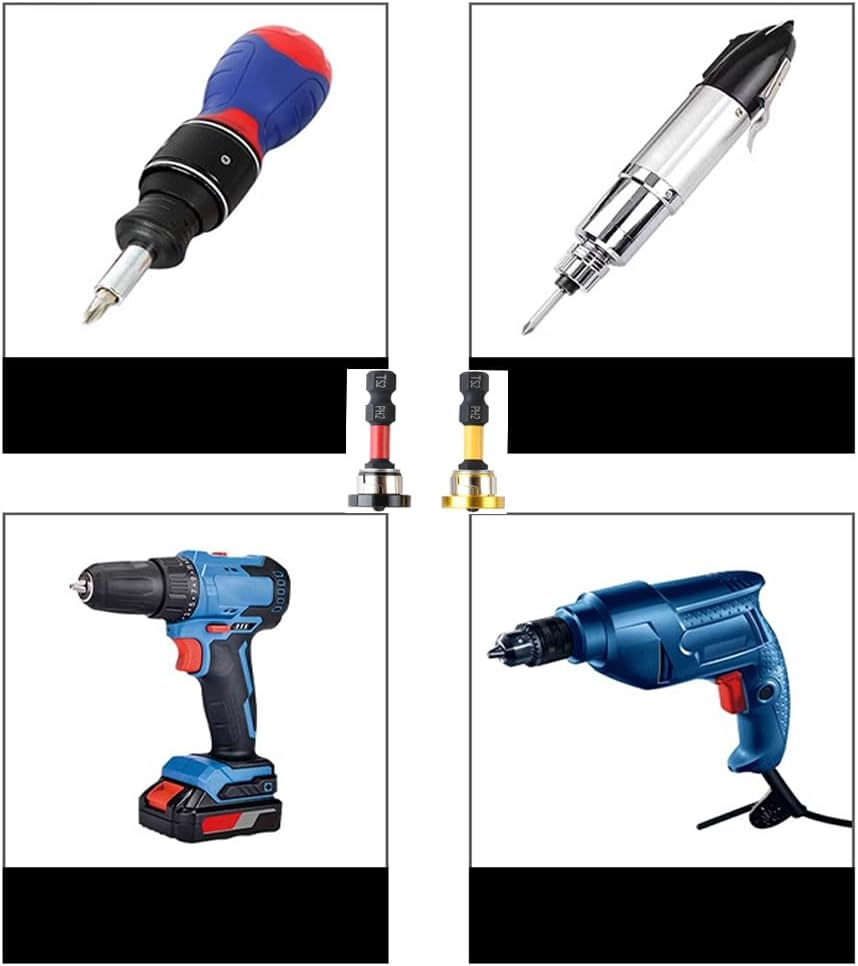 Walquicks 2 Pcs Positioning Screwdriver Bit Set, Hex Shank Drywall Screwdriver Bits for Plasterboard & Gypsum Board, Secure Grip with Red & Yellow Tips image number 3