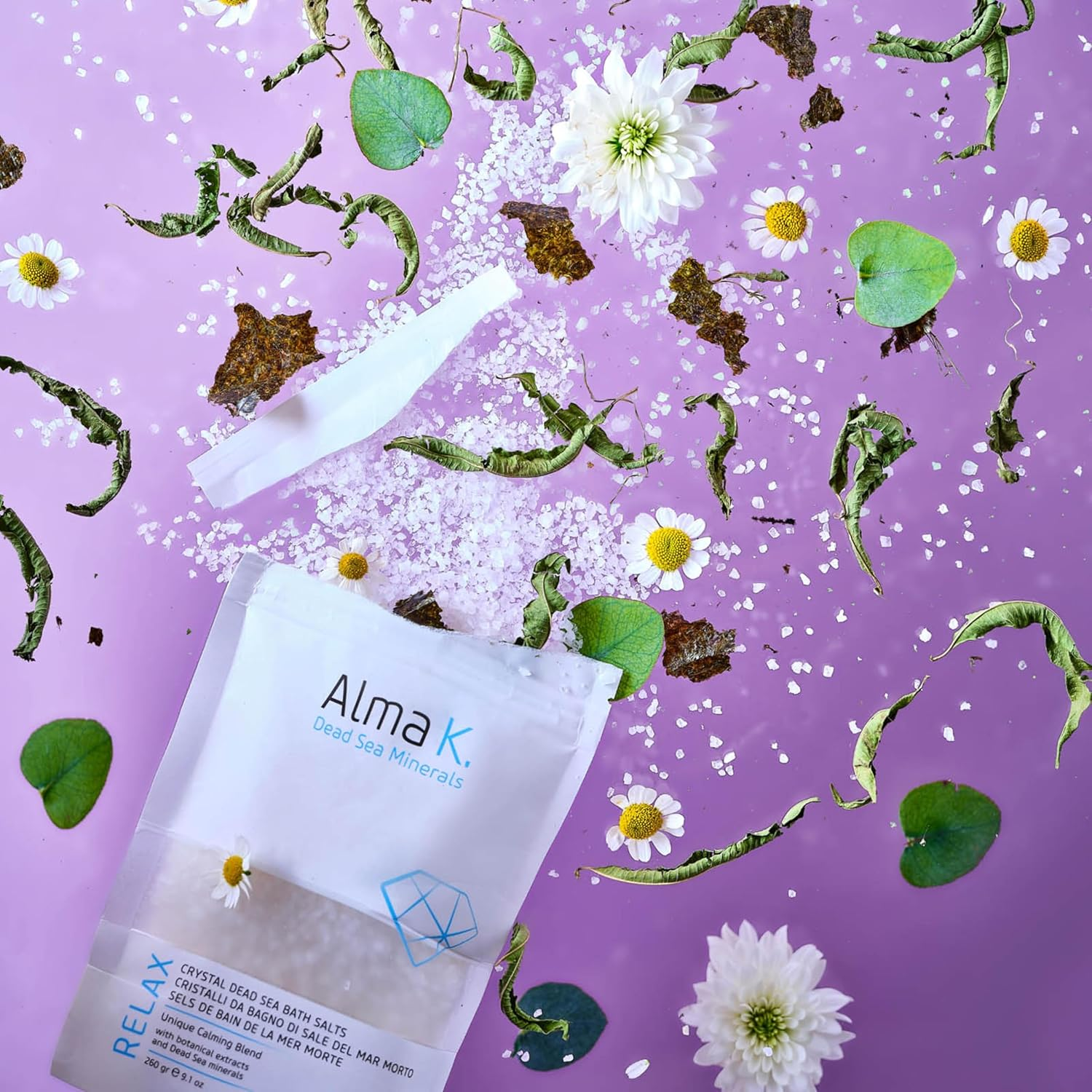 Alma K, Crystal Dead Sea Nourishing Mineral Bath Salts, Restores Softness Rich Hydration Removes Dead Skin Cells, 500G image number 2
