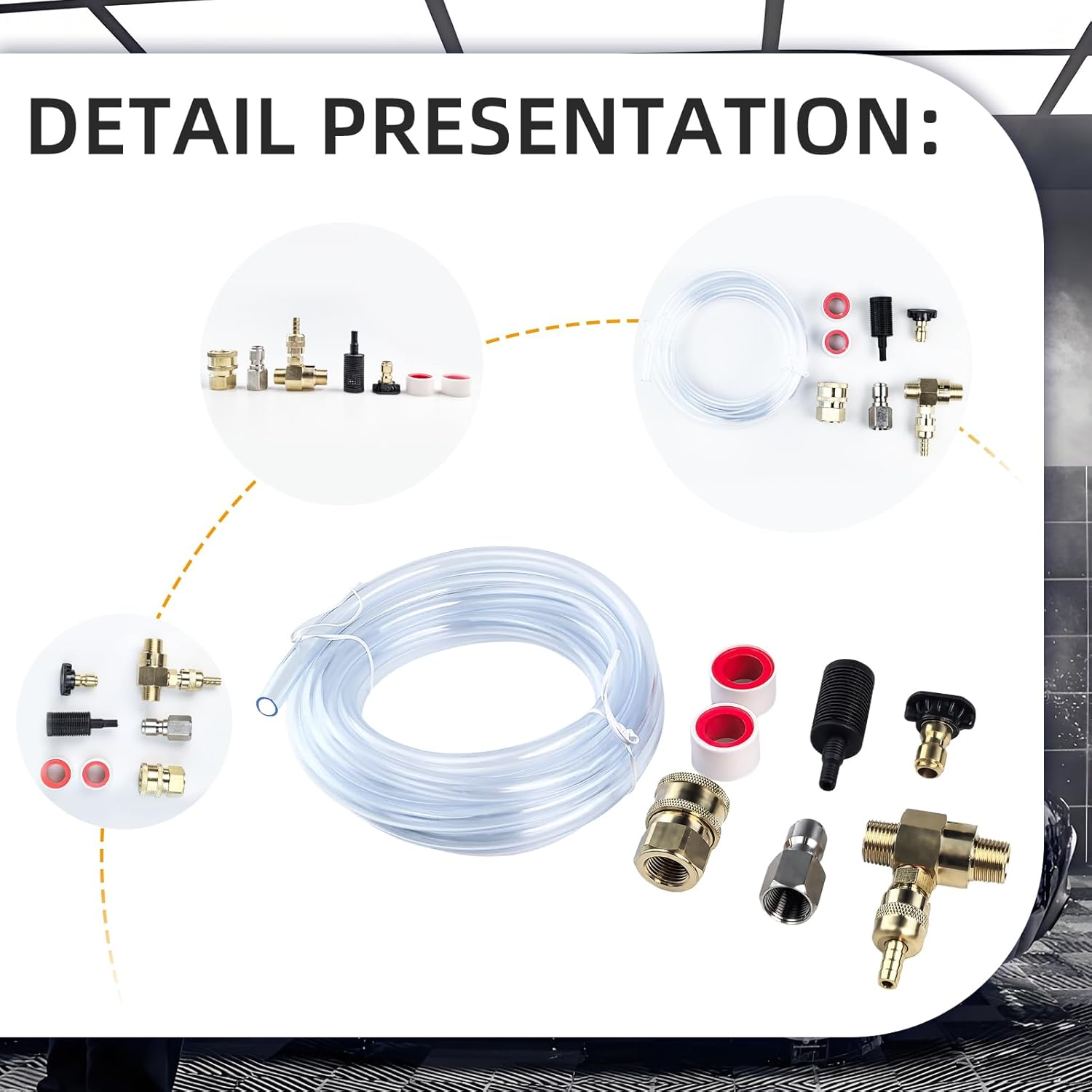 Pressure Washer Injector, Power Washer Chemical Injector Kit Adjustable 4000 PSI 3/8 Inch Connectors Soap Downstream Injector with 10 Ft Siphon Hose image number 3