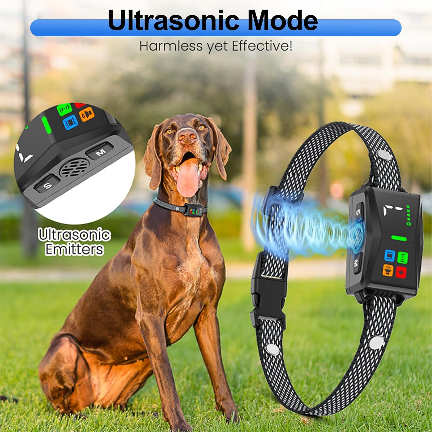 Dog Bark Collar, Ultrasonic Dog Bark Control, 6 Adjustable Modes & 7 Sensitivities, Rechargeable Smart Barking Collar, IPX6 Waterproof Dog Training Collar for Neck Size of 23-70Cm image number 5