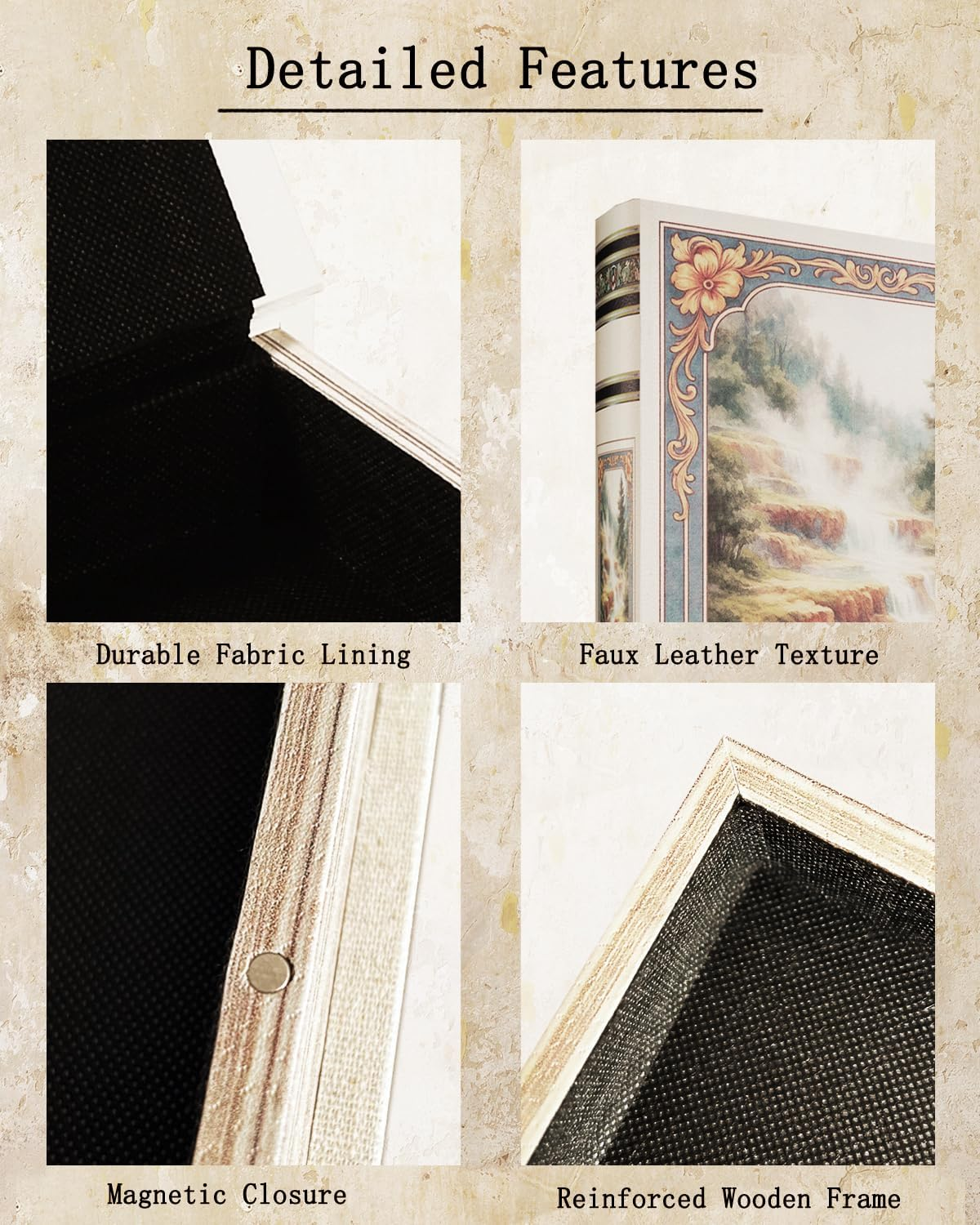 Decorative Wooden Book Box - Vintage Faux Book Boxes with National Park Design, Secret Storage with Magnetic Closure, Leather Cover, Perfect for Home Office Bookshelf (1 X Hot Springs) image number 6