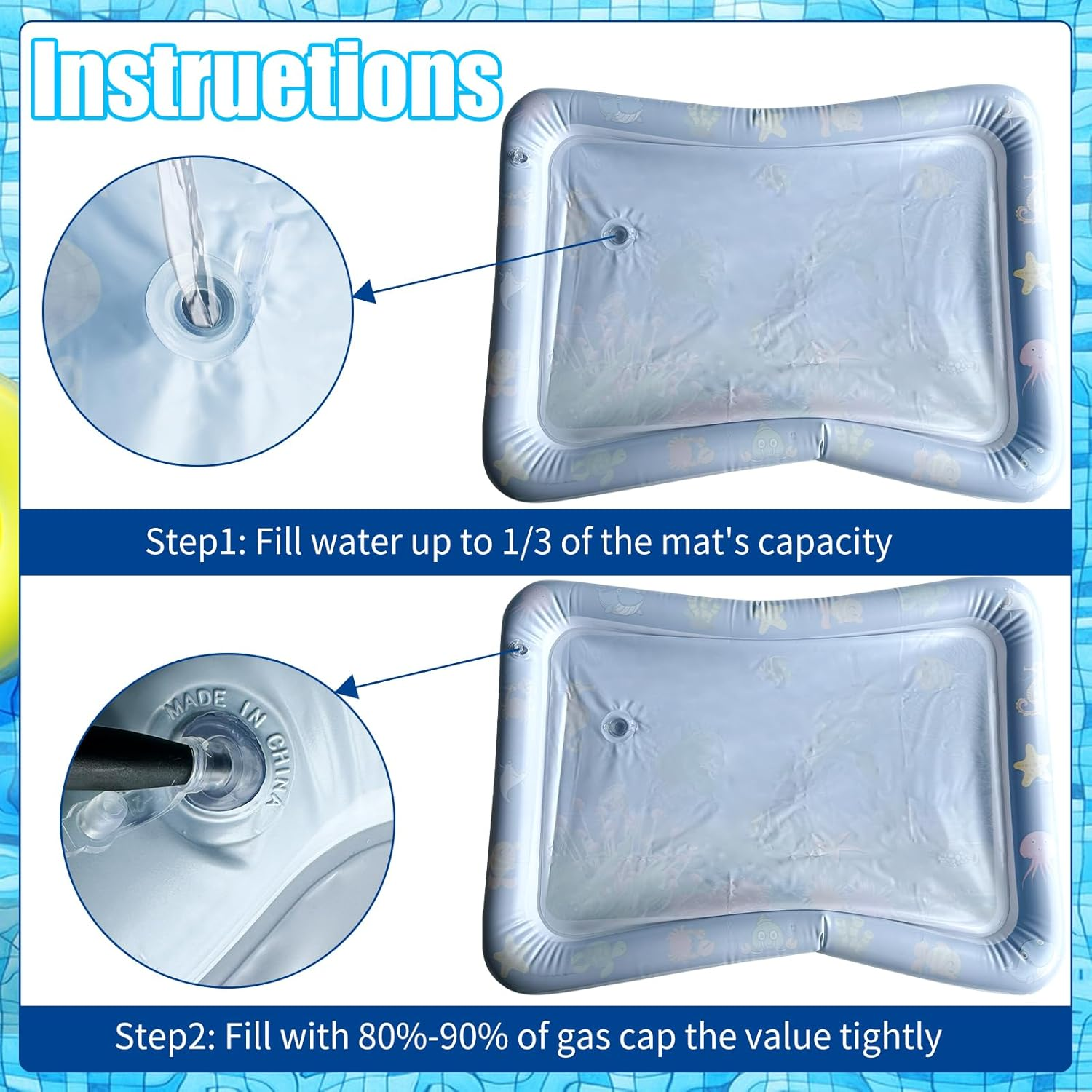 Water Sensory Play Mat Cat, Sensory Water Playmat Cats Dogs, Thickened Water Play Mat Cat, Aquarium Themes, Tummys Time Water Mat for Dogs and Pets image number 6