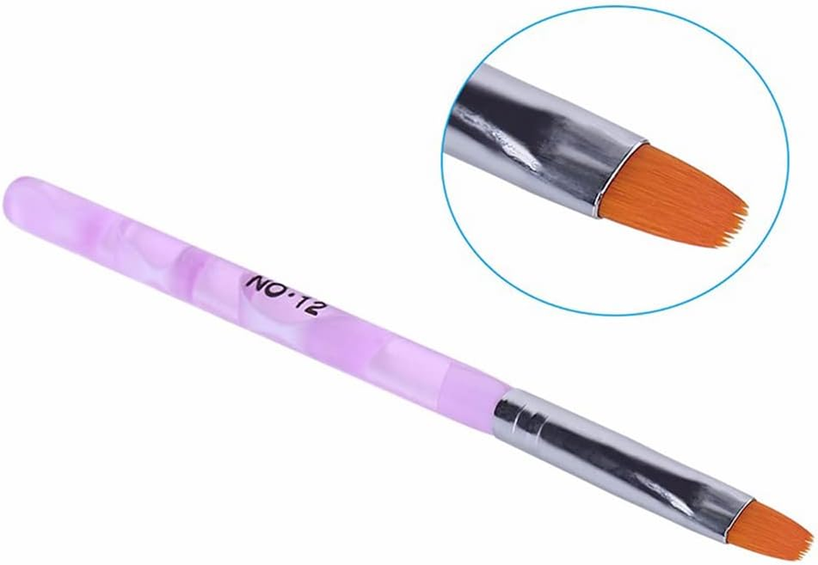 7Pcs round Head UV Gel Nail Acrylic Brush Hair Good for Starter Pen Size No.2-14 image number 3