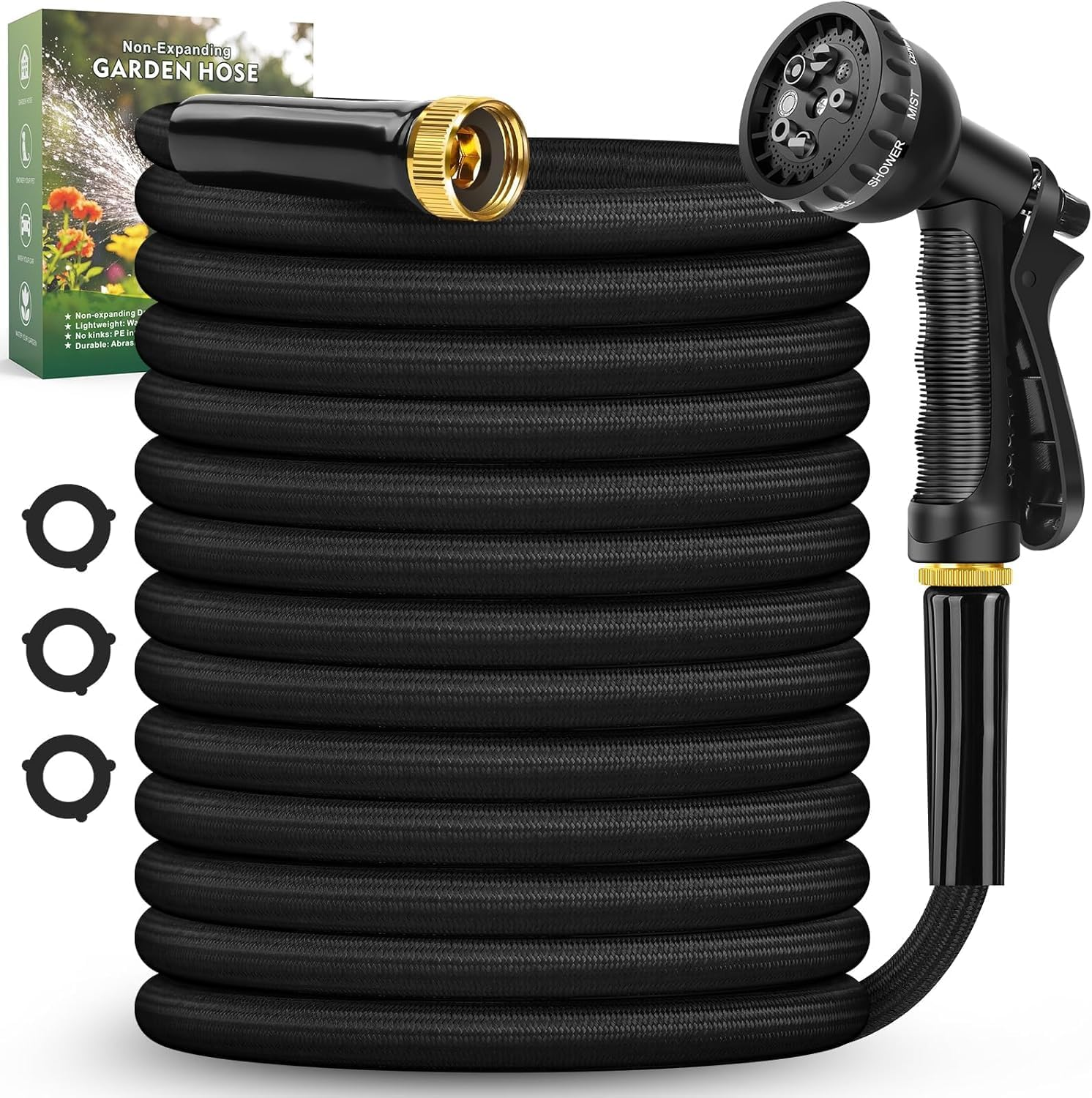 Garden Hose 100FT Lightweight Hose - Lightweight Hose with 8 Function Nozzle, Leak-Proof, No-Knot, Easy to Carry, Wear-Resistant, Sturdy, Flexible, Water Hose for Yard, Garden, Outdoor image number 6