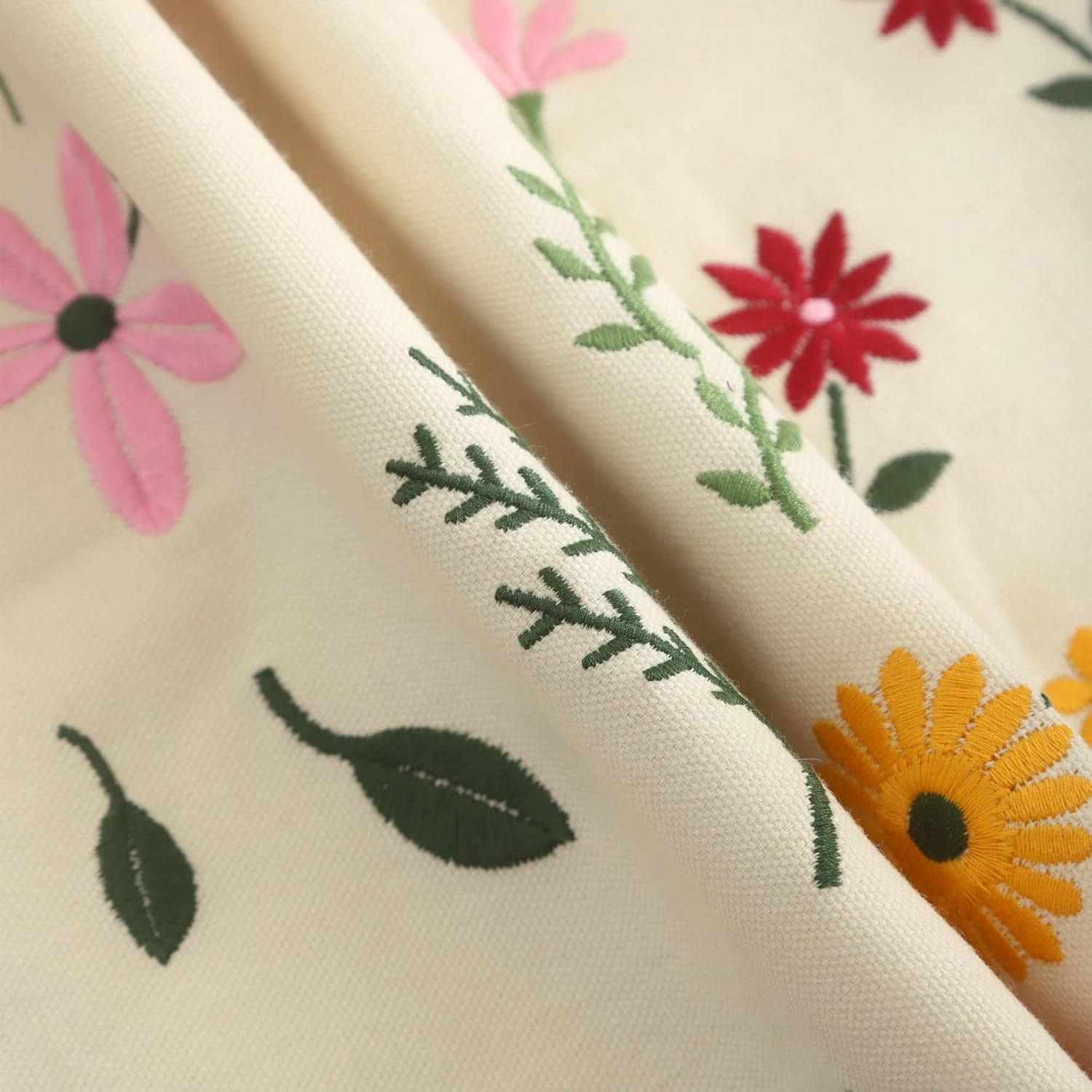 Tosleo Decorative Pillowcases 18 X 18 Inch Pack of 2 Embroidered Throw Pillow Covers Farmhouse Pillow Cushion Cases Home Decor Square Floral Pillow Case (All-Season Flower) image number 6