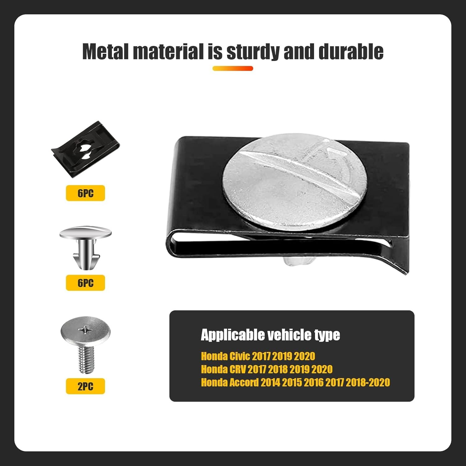 Pack-14 Lower Engine Cover Pin Screw, Engine Splash Shield Hardware Screw and Access Clip, Compatible with Honda Accord Civic CR-V 90674-TY2-A01 90105-TBA-A00 (Silver)