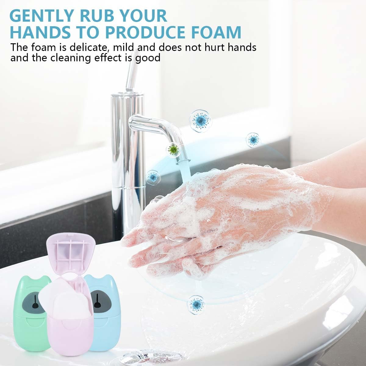 KISEER 6 Boxs (300 Sheets) Mini Portable Travel Soap Paper Sheets Disposable Hand Washing Bath Scented Paper Soap for Outdoor, Camping Hiking (Colorful) - Colorful 3 Box image number 5