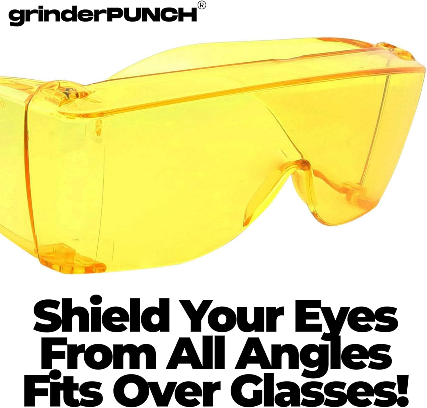 Grinderpunch Cover-Ups Night Driving Fit over Sunglasses - Wrap around Sunglasses - People Who Wear  Glasses in the Sun (Yellow)