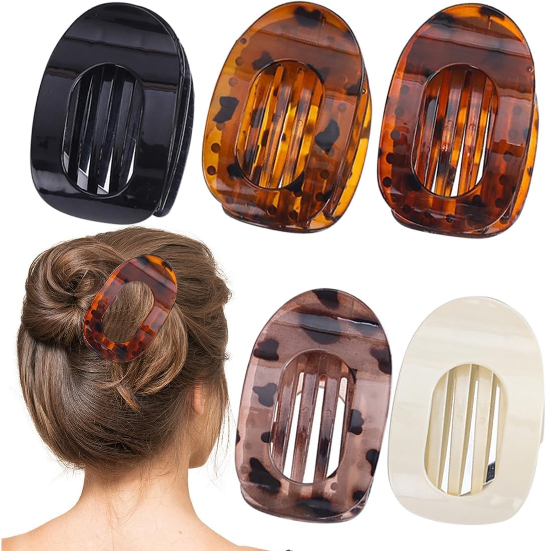 QOWIJEX Pack of 5 Duck Beak Hair Clips, Flat Women'S Flat Claw Clip, Non-Slip Hair Clip, Strong Hold, Side Hair Clips for Thick and Thin Hair image number 4