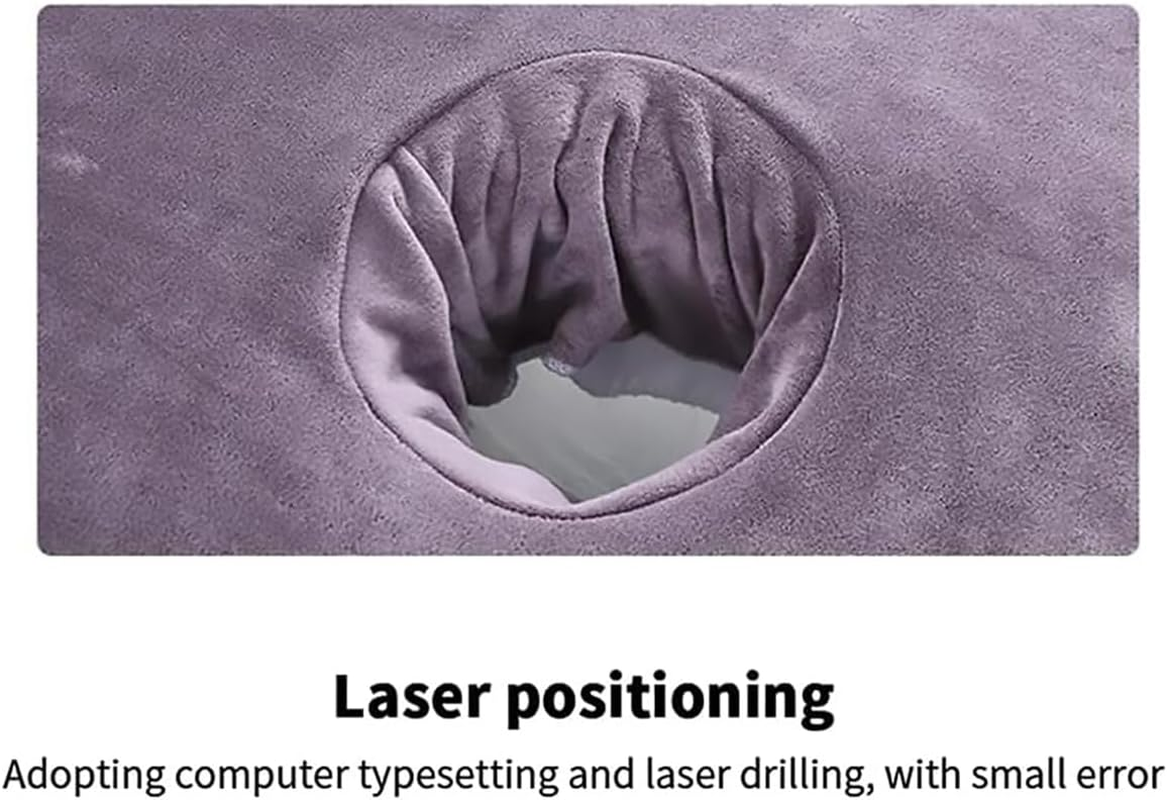 AIMALL 3Pcs Microfibre Massage Bed Towels with Face Hole for Beauty Salon Spa, Thickened Absorbent Lying Sheets 15.75In X 31.5In, Soft Fixed Covers in Grey Blue Purple Brown image number 3