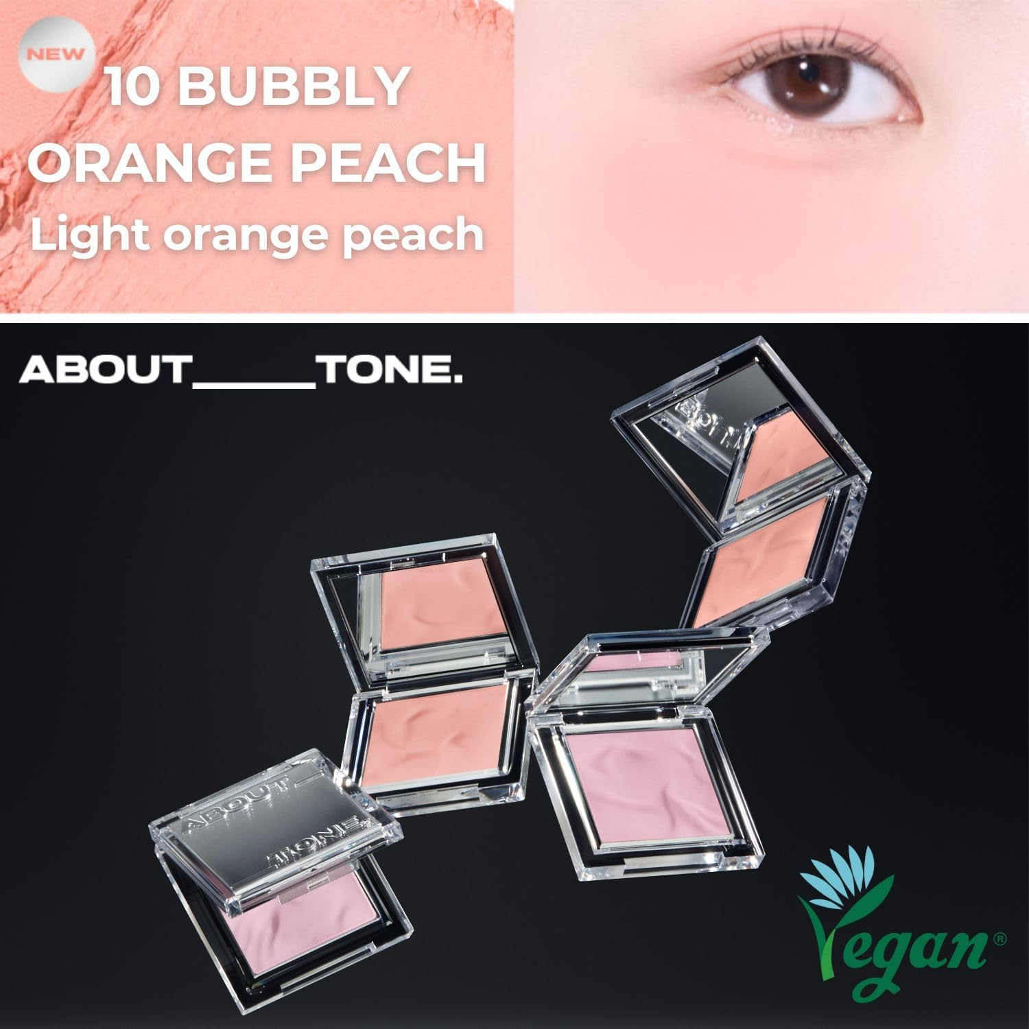 ABOUT TONE Fluffy Wear Blusher - Pressed Powder Cheek Blush with Airy and Soft Matte Blurring Finish Blendable & Buildable Natural Color Korean Makeup Vegan (03 TANGERINE ORANGE, Pack of 1) image number 1