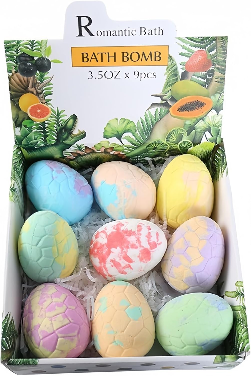 9 Packs Bath Bombs for Kids - Dinosaur Egg Bath Salt Balls with Surprise Toy Dinosaurs - Fun Spa Gifts for Girls and Boys - Relaxing Bubble Bath Experience