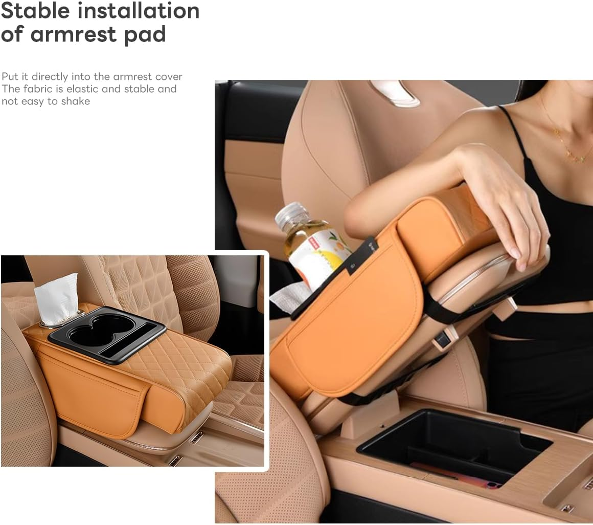 Universal Armrest Cushion Pad, Leather Armrest Box Pad image number 2