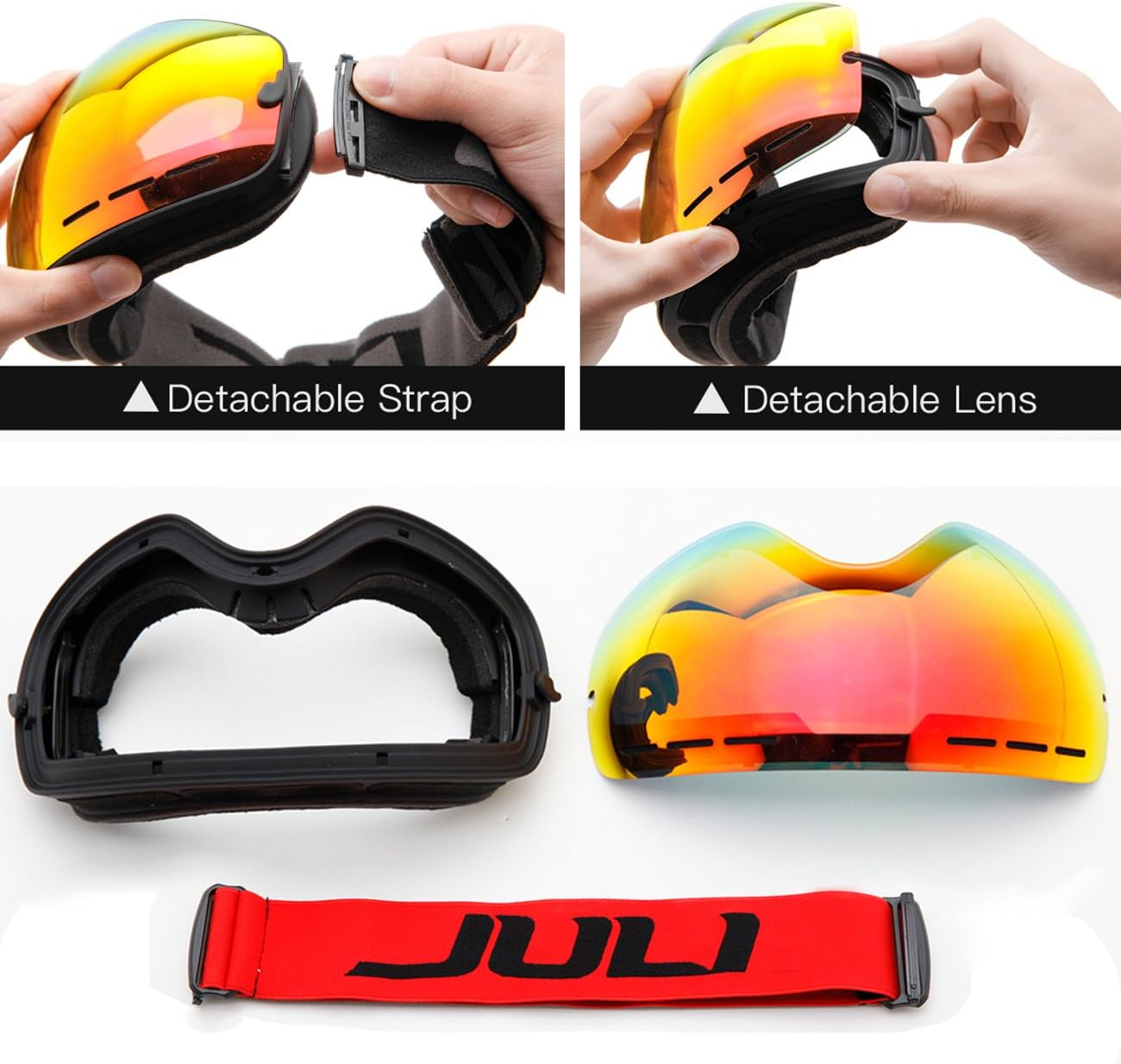Juli Ski Goggles,Winter Snow Sports Snowboard Goggles with Anti-Fog UV Protection Interchangeable Spherical Dual Lens for Men Women & Youth Snowmobile Skiing Skating &hellip; image number 3
