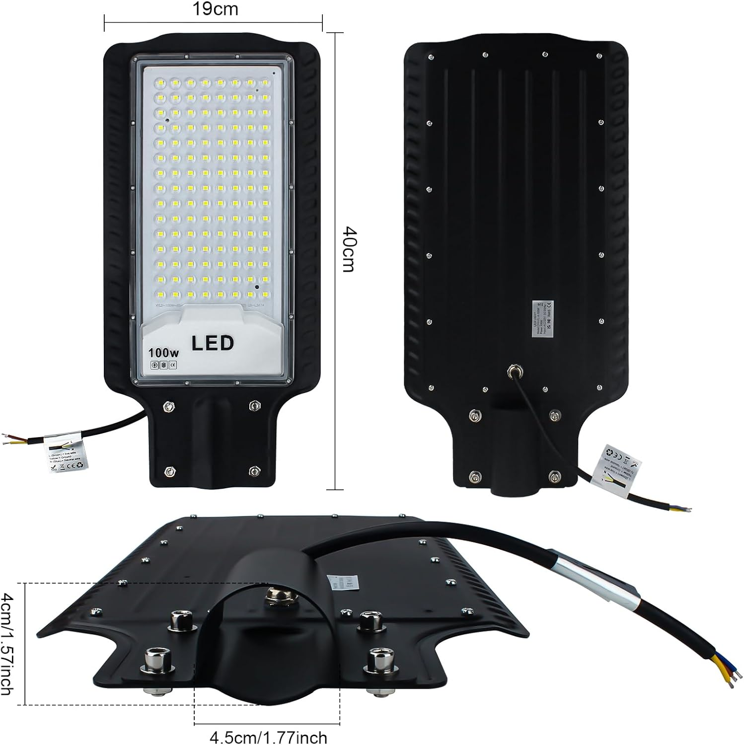 100W LED Street Light 6500K Superbright Street Lamp, IP66 Security Wall Lamp Tree Lamp Outdoor Light for Roads(2Pcs image number 1