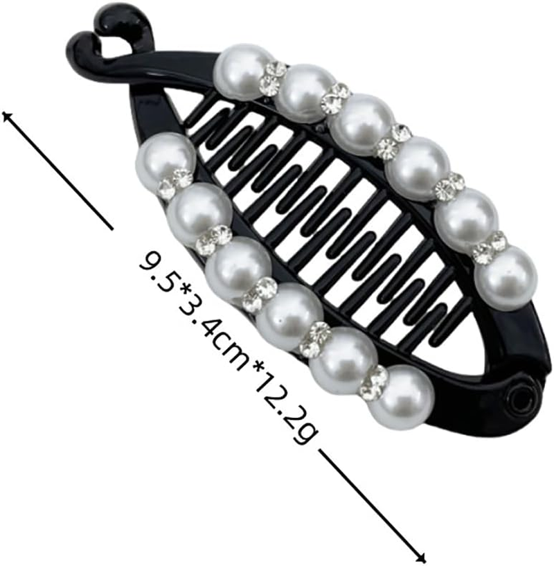 Faux Pearl Banana Clips Hair Clincher Combs Fishtail Hair Claw Clips Grips Clamp Fish Shape Barrette Ponytail Holder Clip Hair Accessories for Women 4 Pcs image number 2