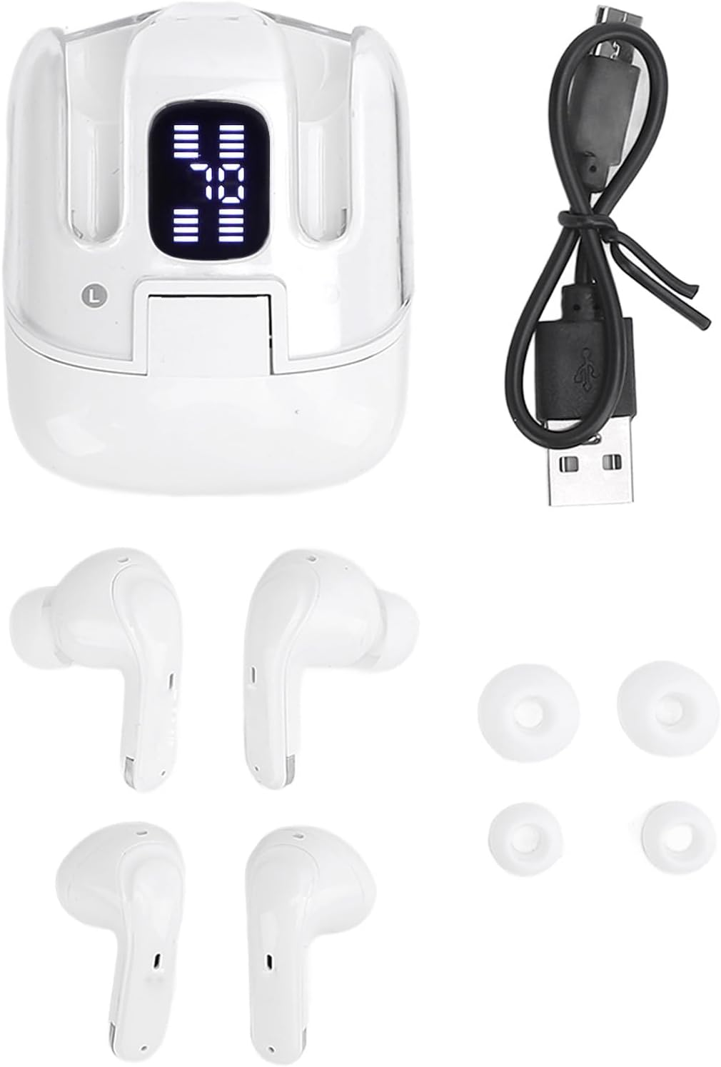 GOWENIC 4 in 1 Wireless Earbuds, Wireless Distance 20 Meters/65.6 Feet, with Two Pairs of Earbuds, for You to Enjoy Music with Your Partner or Friends