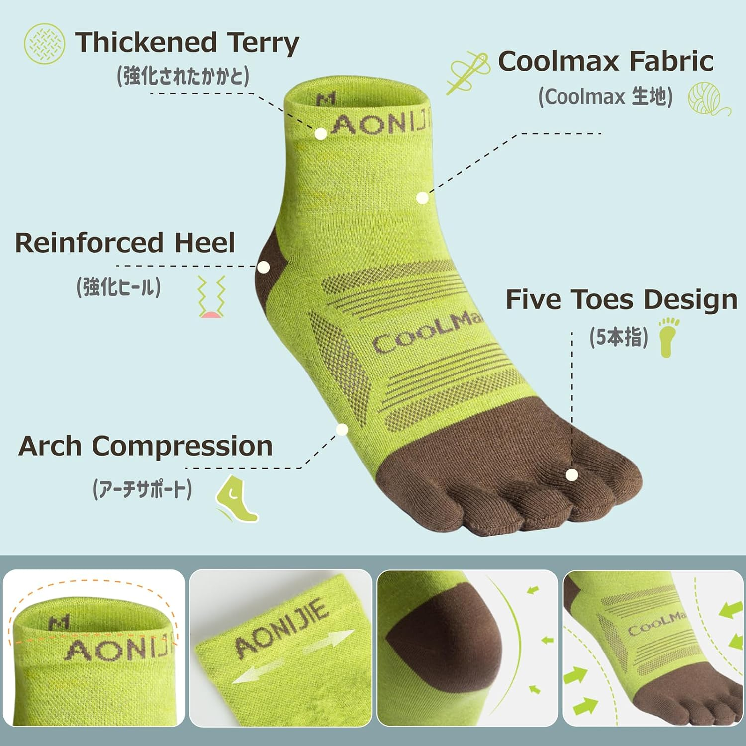 Azarxis 3 Pairs Toe Socks for Men Women Five Finger Socks Athletic Breathable Sweat Wicking Quick-Dry Running Sport Socks (C# Quarter High - 3 Pairs, Small) image number 5